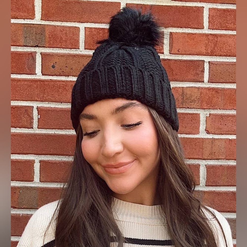 Satin Lined Adult Pom Beanie